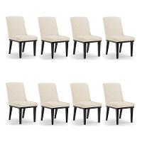 Cadeira Sala De Jantar Base Madeira Preto Kit 8 Sofia Linho Bege A19 D03 - D'rossi - 1