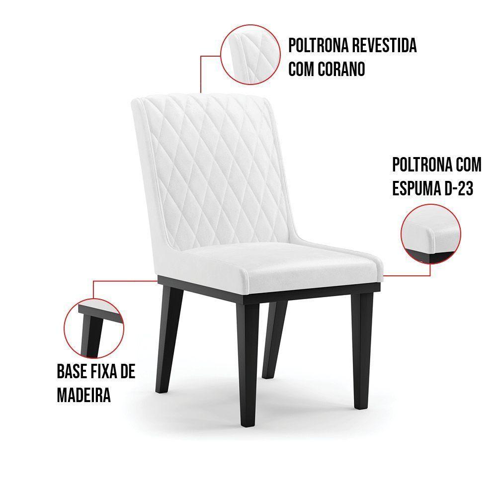 Cadeira Sala De Jantar Base Madeira Preto Kit 8 Sofia Sintético Pu Branco D03 - D'rossi - 5