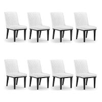 Cadeira Sala De Jantar Base Madeira Preto Kit 8 Sofia Sintético Pu Branco D03 - D'rossi - 1