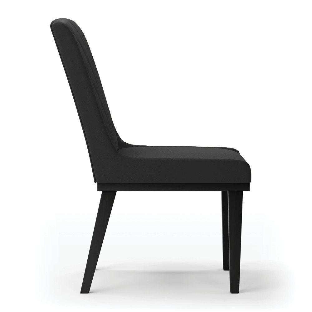 Cadeira Sala De Jantar Base Madeira Preto Kit 8 Sofia Sintético Preto D03 - D'rossi - 4