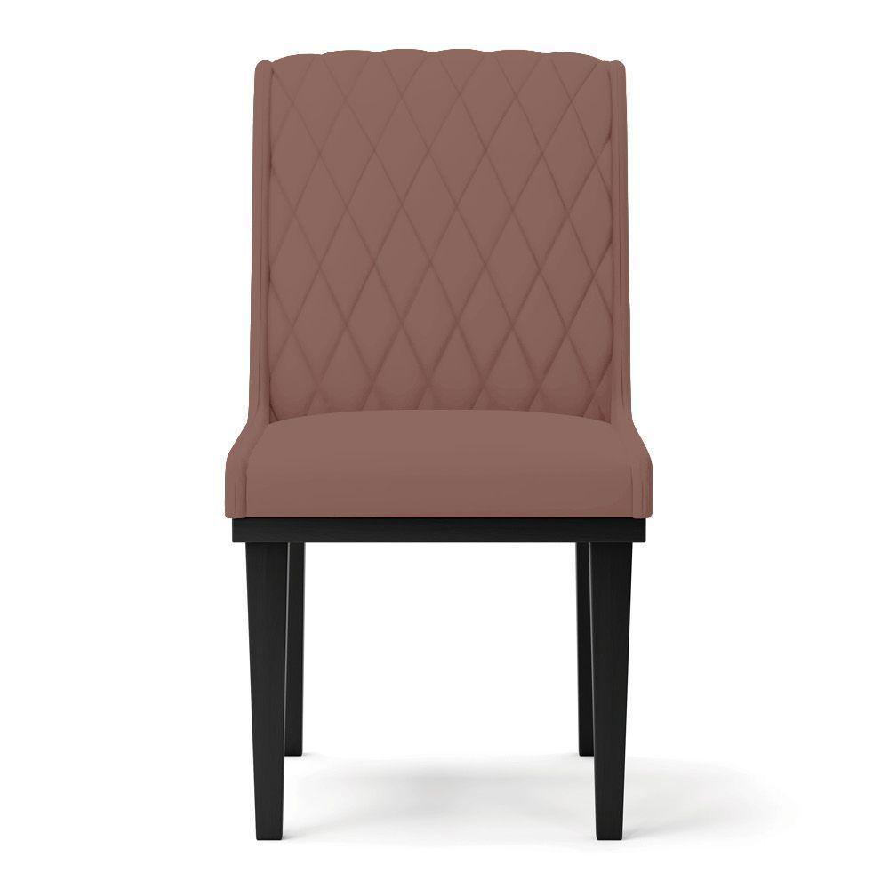 Cadeira Sala De Jantar Base Madeira Preto Kit 6 Sofia Veludo D03 - D'rossi Cor Rose - 3