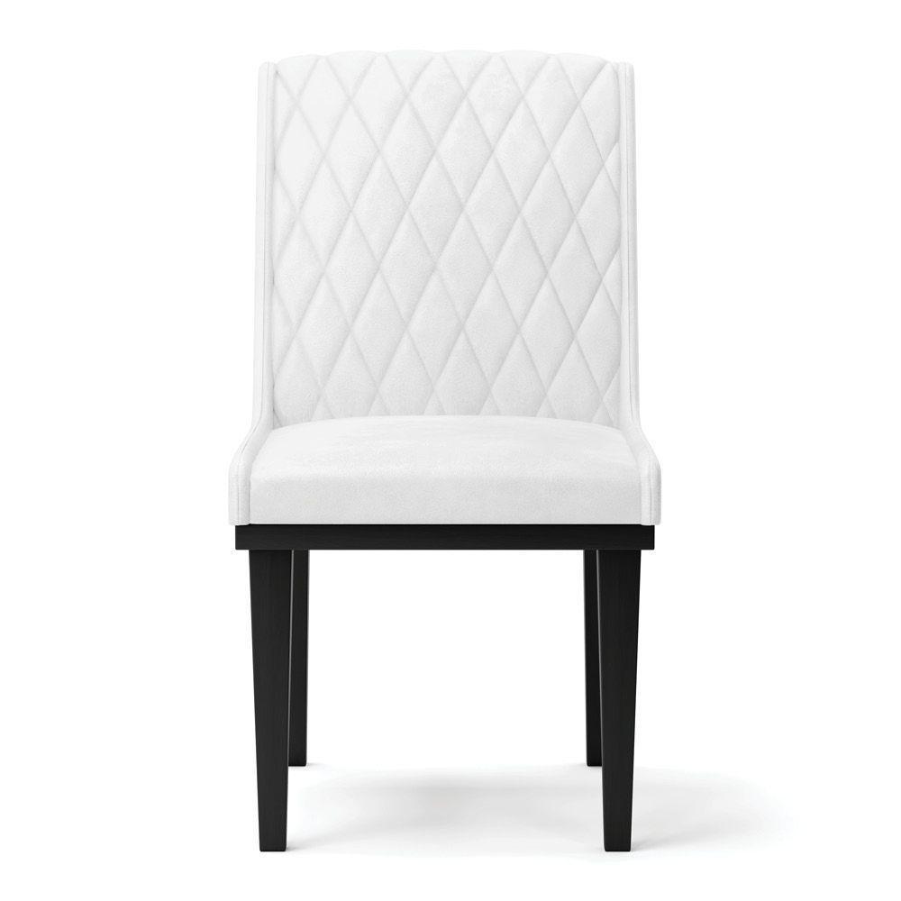 Cadeira Sala De Jantar Base Madeira Preto Kit 8 Sofia Sintético Pu D03 - D'rossi Cor Branco - 3
