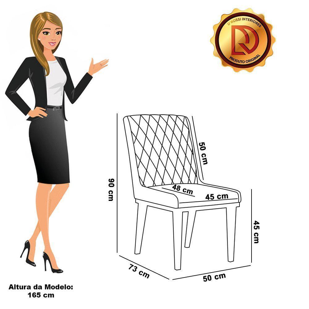 Cadeira Sala De Jantar Base Madeira Preto Kit 8 Sofia Sintético Pu D03 - D'rossi Cor Branco - 4
