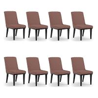 Cadeira Sala De Jantar Base Madeira Preto Kit 8 Sofia Veludo D03 - D'rossi Cor Rose - 7