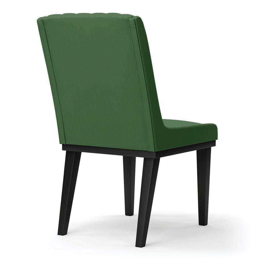Cadeira Sala De Jantar Base Madeira Preto Kit 8 Sofia Suede D03 - D'rossi Cor Verde - 3