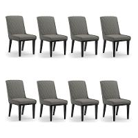 Cadeira Sala De Jantar Base Madeira Preto Kit 8 Sofia Suede D03 - D'rossi Cor Grafite - 7