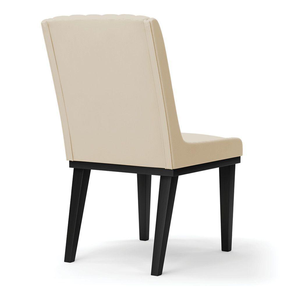 Cadeira Sala De Jantar Base Madeira Preto Kit 8 Sofia Suede D03 - D'rossi Cor Bege - 2