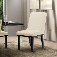 Cadeira Sala De Jantar Base Madeira Preto Kit 8 Sofia Linho D03 - D'rossi Cor Bege - 6