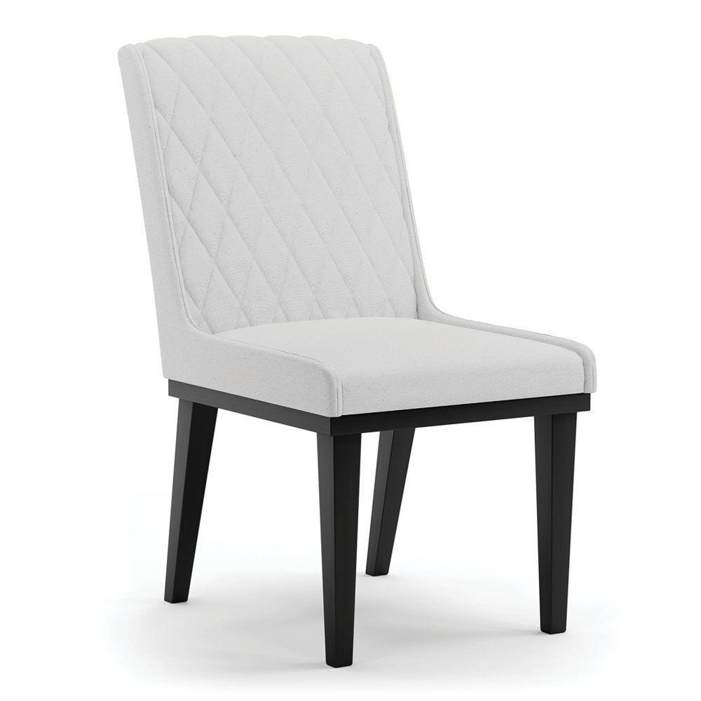 Cadeira Sala De Jantar Base Madeira Preto Sofia Linho D03 - D'rossi Cor Cinza - 1