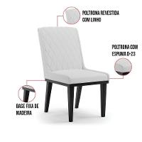 Cadeira Sala De Jantar Base Madeira Preto Sofia Linho D03 - D'rossi Cor Grafite - 5