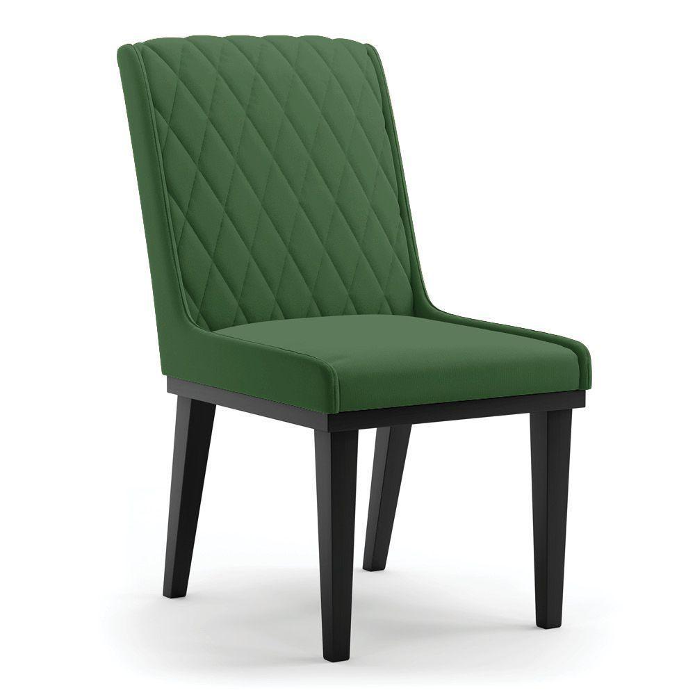 Cadeira Sala De Jantar Base Madeira Preto Sofia Suede D03 - D'rossi Cor Verde - 7