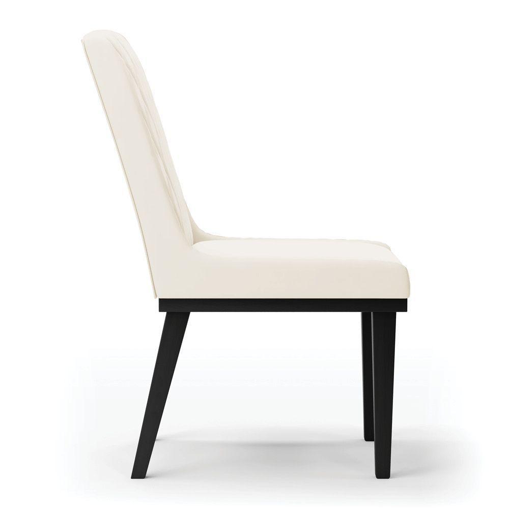 Cadeira Sala De Jantar Base Madeira Preto Sofia Veludo D03 - D'rossi Cor Bege - 1