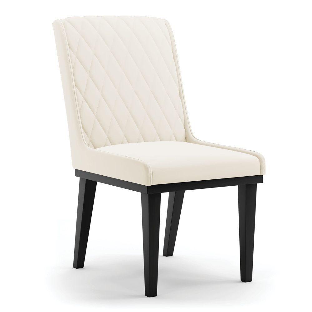 Cadeira Sala De Jantar Base Madeira Preto Sofia Veludo D03 - D'rossi Cor Bege - 2