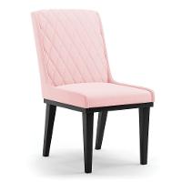 Cadeira Sala De Jantar Base Madeira Preto Sofia Suede Rosa Bebê D03 - D'rossi - 1