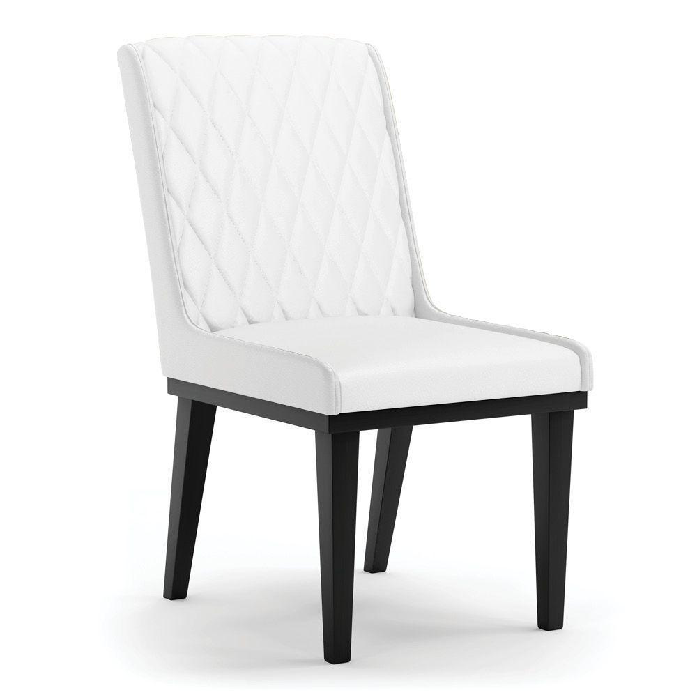 Cadeira Sala De Jantar Base Madeira Preto Sofia Sintético D03 - D'rossi Cor Branco - 3