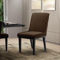 Cadeira Sala De Jantar Base Madeira Preto Sofia Suede D03 - D'rossi Cor Marrom - 6