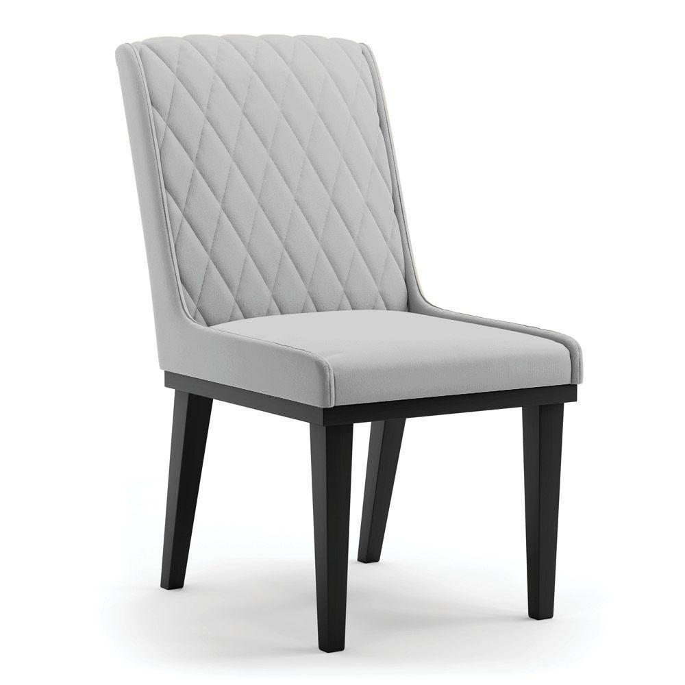 Cadeira Sala De Jantar Base Madeira Preto Sofia Suede Cinza D03 - D'rossi - 1