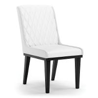 Cadeira Sala De Jantar Base Madeira Preto Sofia Sintético Branco D03 - D'rossi - 1