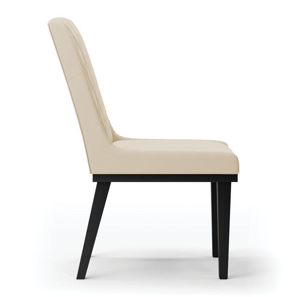 Cadeira Sala De Jantar Base Madeira Preto Sofia Suede D03 - D'rossi Cor Bege - 1