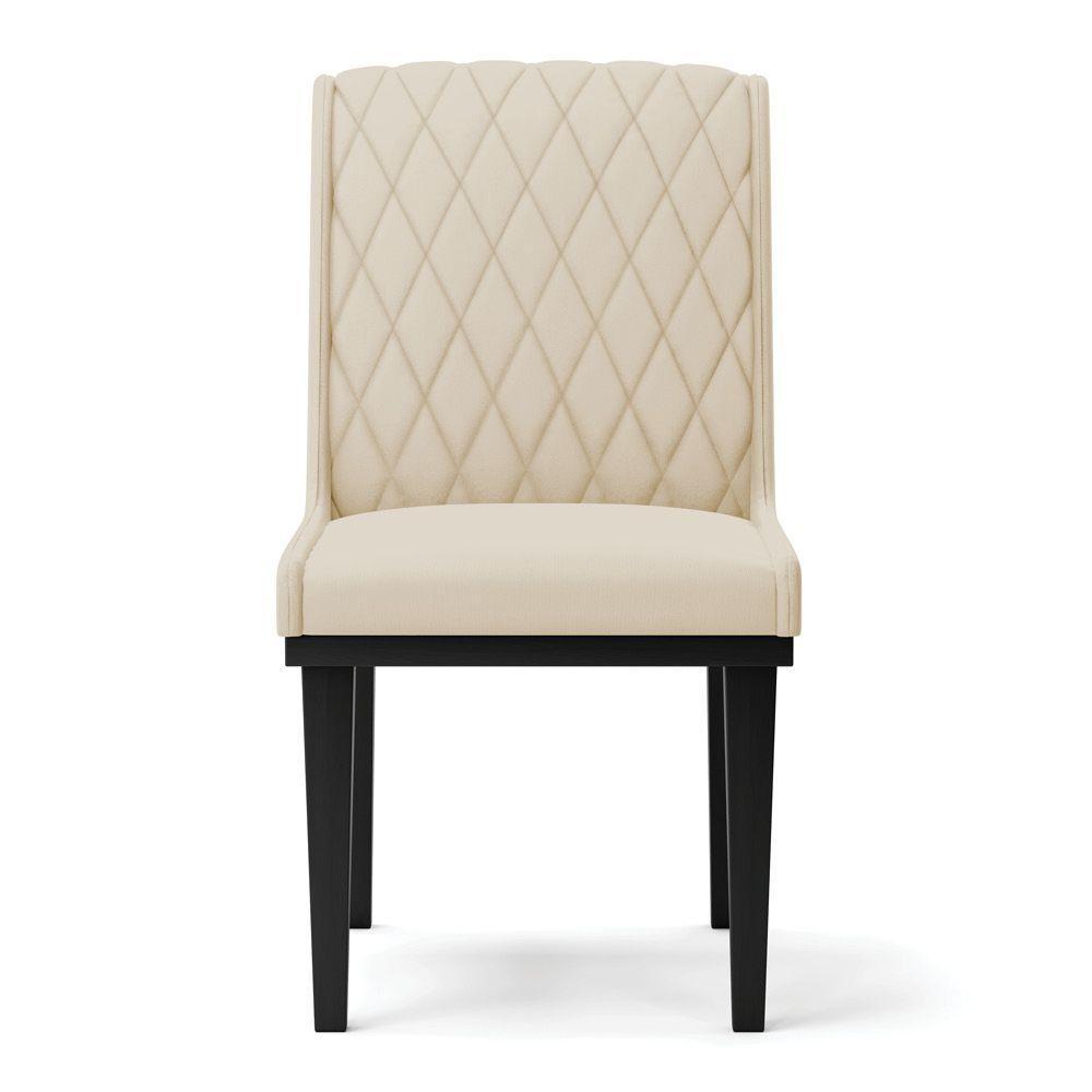 Cadeira Sala De Jantar Base Madeira Preto Sofia Suede D03 - D'rossi Cor Bege - 3