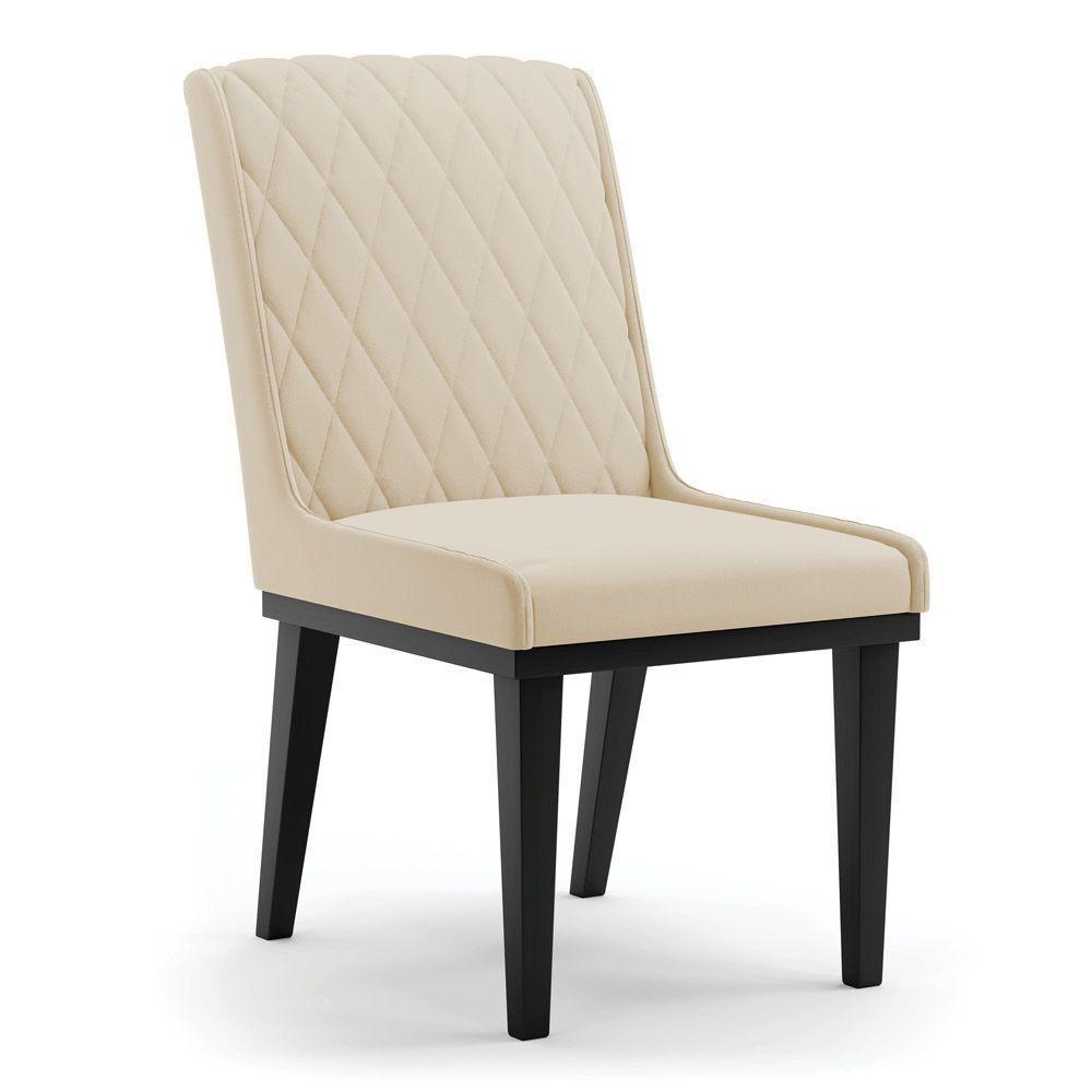 Cadeira Sala De Jantar Base Madeira Preto Sofia Suede D03 - D'rossi Cor Bege - 7