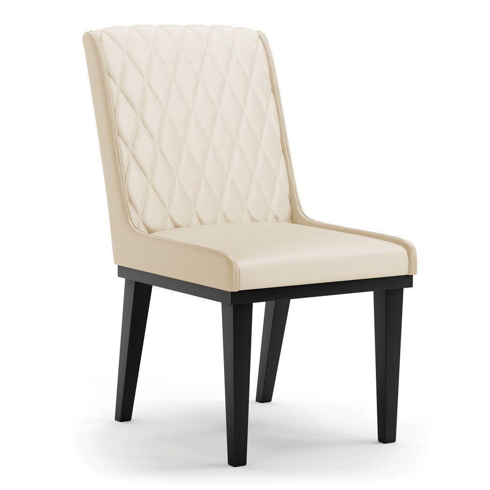 Cadeira Sala De Jantar Base Madeira Preto Sofia Sintético D03 - D'rossi Cor Bege - 3