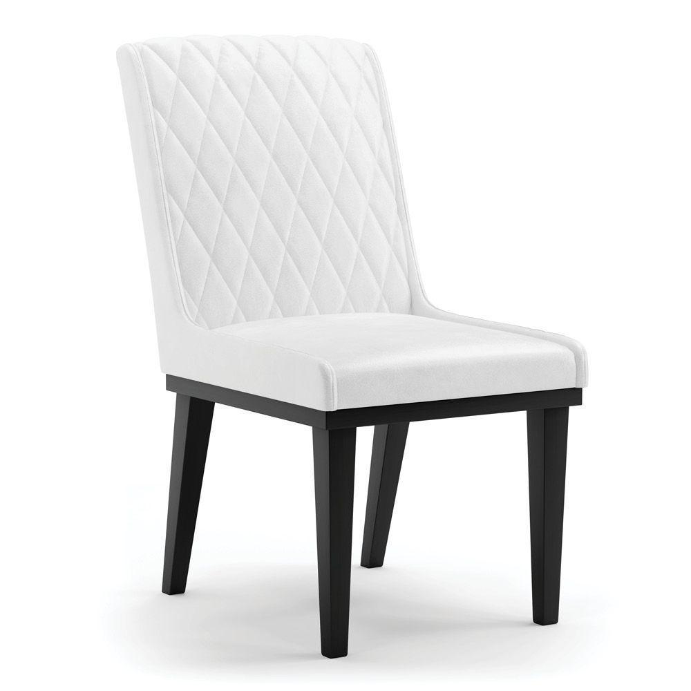 Cadeira Sala De Jantar Base Madeira Preto Sofia Sintético Pu D03 - D'rossi Cor Branco - 1