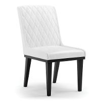 Cadeira Sala De Jantar Base Madeira Preto Sofia Sintético Pu D03 - D'rossi Cor Branco - 1