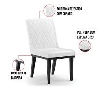 Cadeira Sala De Jantar Base Madeira Preto Sofia Sintético Pu D03 - D'rossi Cor Branco - 5