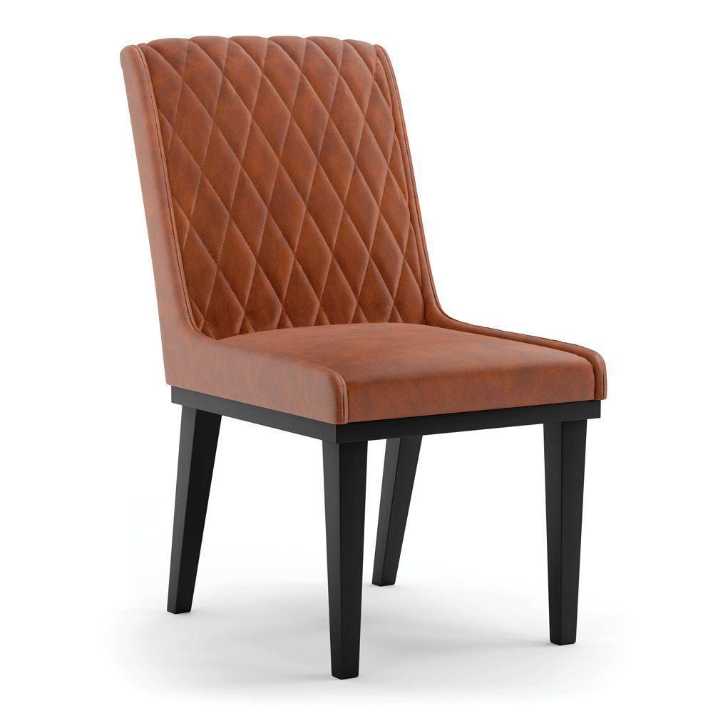 Cadeira Sala De Jantar Base Madeira Preto Sofia Sintético Pu Nozes D03 - D'rossi - 1