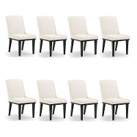 Cadeira Sala De Jantar Base Madeira Preto Kit 8 Sofia Veludo D03 - D'rossi Cor Bege - 2