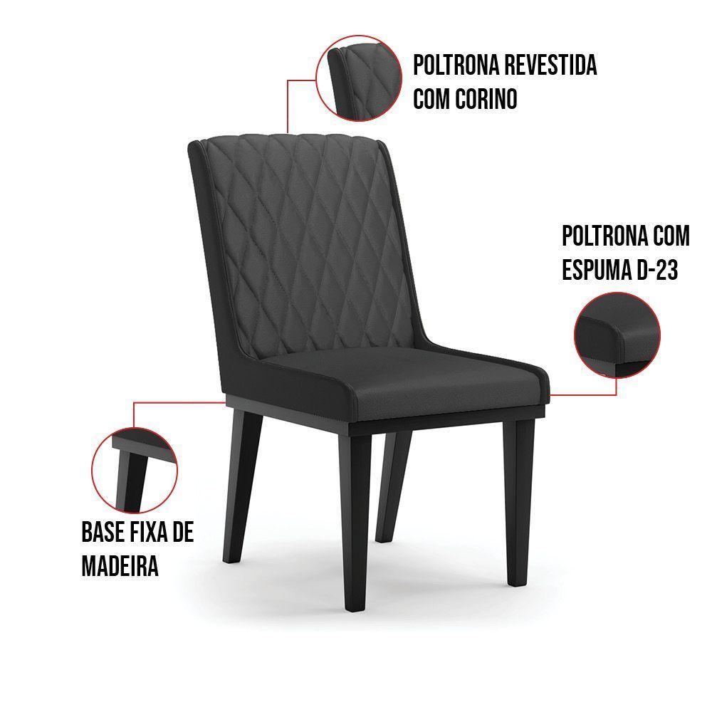 Cadeira Sala De Jantar Base Madeira Preto Sofia Sintético Preto D03 - D'rossi - 5
