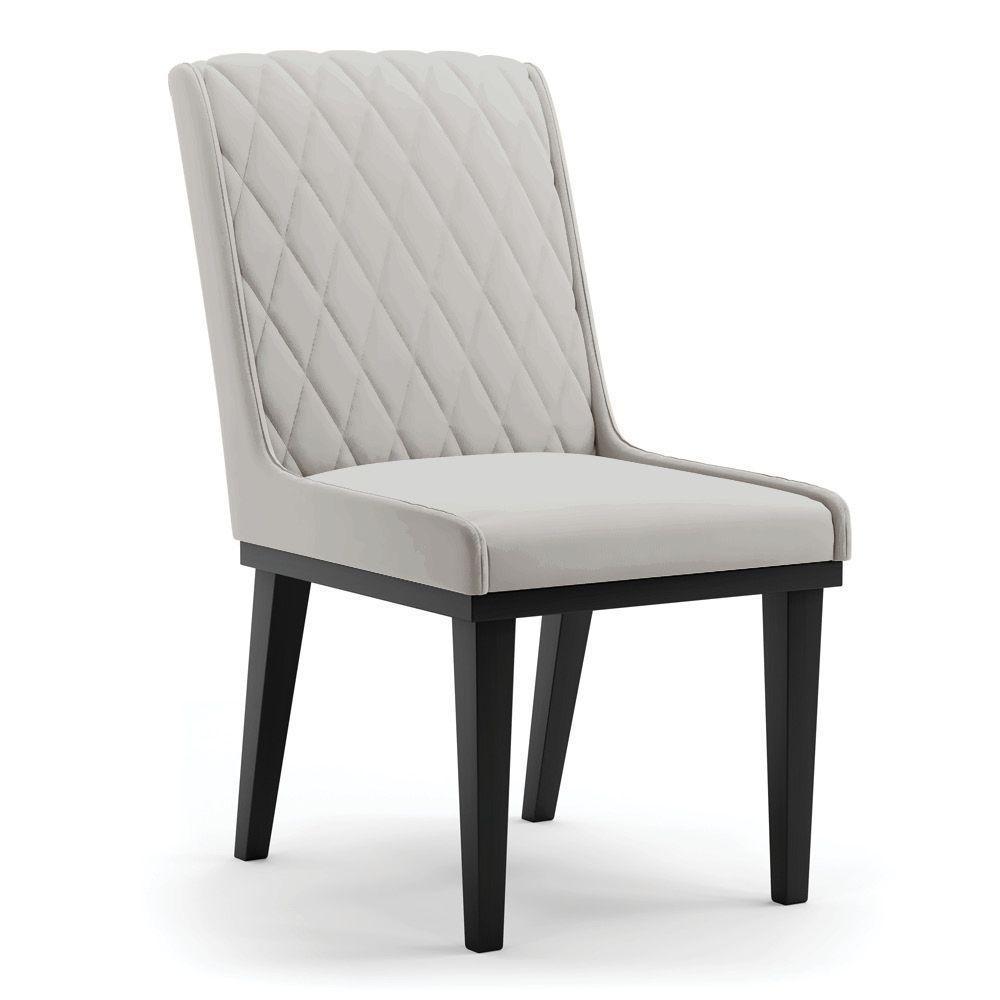 Cadeira Sala De Jantar Base Madeira Preto Sofia Veludo D03 - D'rossi Cor Cinza - 3