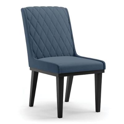 Cadeira Sala De Jantar Base Madeira Preto Sofia Suede Azul Marinho D03 - D'rossi