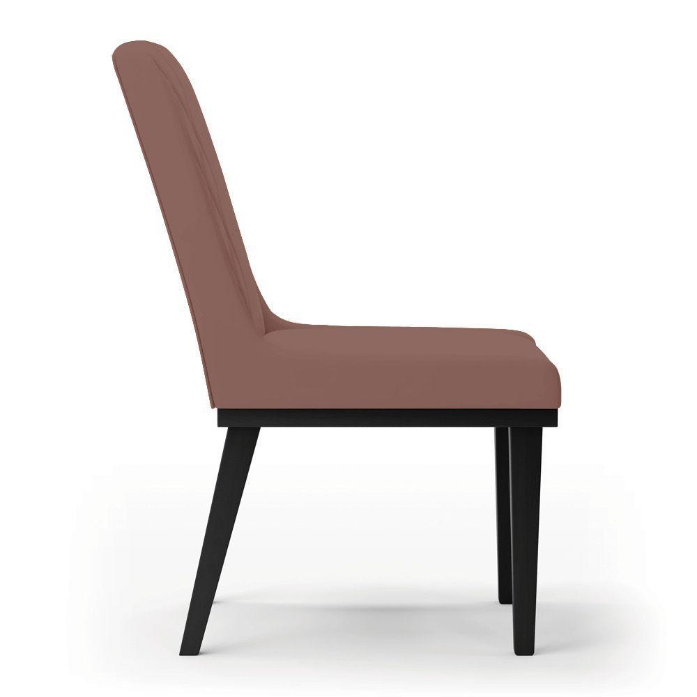 Cadeira Sala De Jantar Base Madeira Preto Sofia Veludo D03 - D'rossi Cor Rose - 1