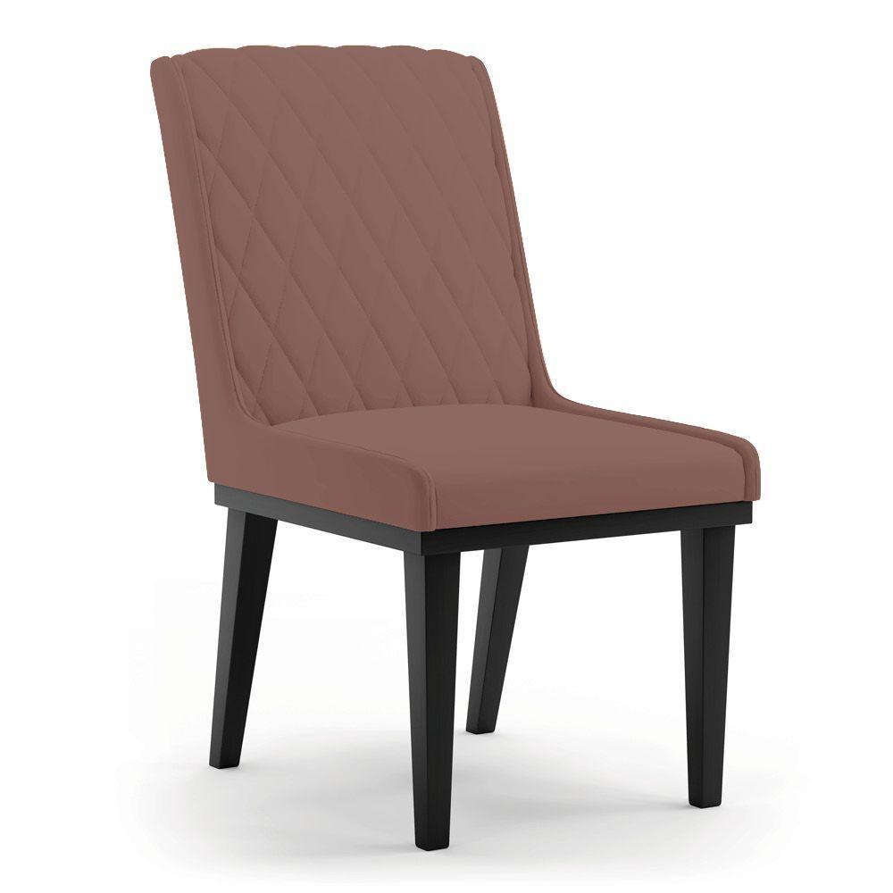 Cadeira Sala De Jantar Base Madeira Preto Sofia Veludo D03 - D'rossi Cor Rose - 7