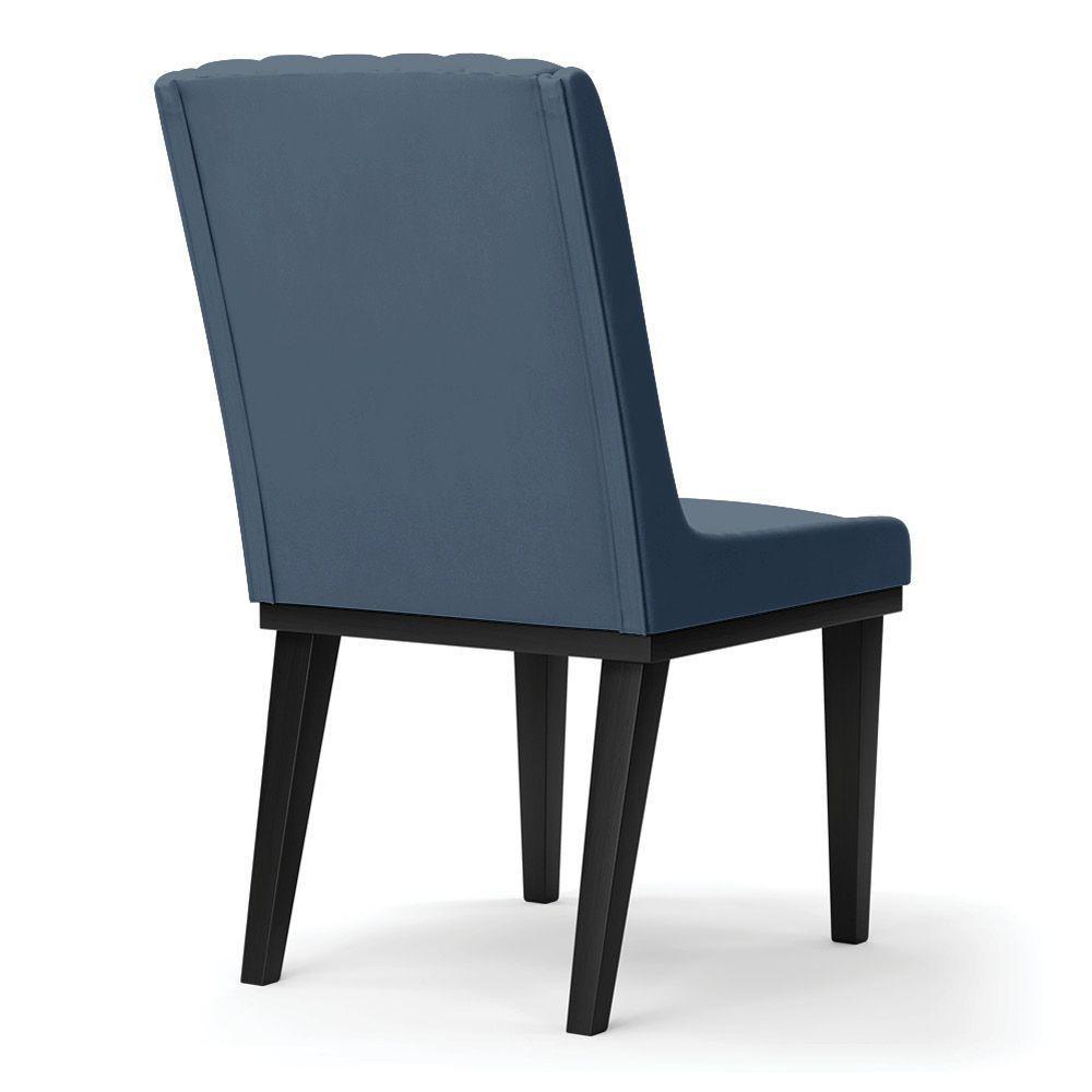Cadeira Sala De Jantar Base Madeira Preto Sofia Suede D03 - D'rossi Cor Azul Marinho - 2