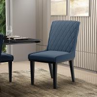 Cadeira Sala De Jantar Base Madeira Preto Sofia Suede D03 - D'rossi Cor Azul Marinho - 6