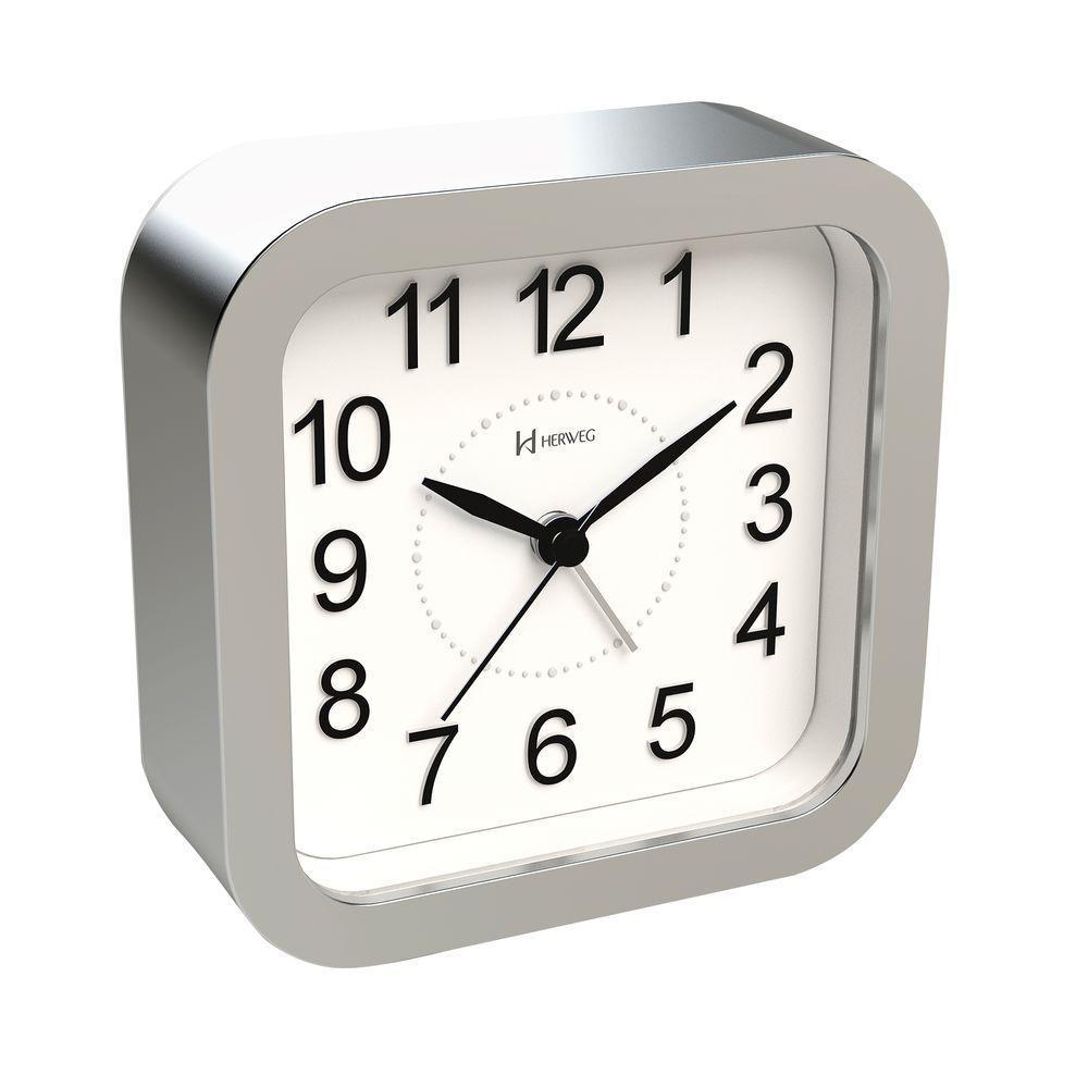 Relógio Despertador Quartz Herweg Silencioso Luz 2644 Prata - Prata - 1