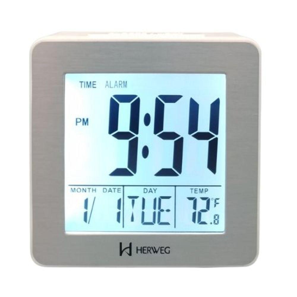 Relógio Despertador Herweg Digital Branco Quadrado Alumínio 2985-021 - 5