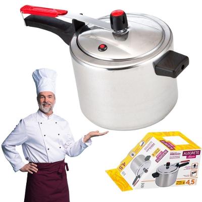 Panela De Pressão 4,5 Litros Polida Com Válvula De Segurança E Pino Central Para Cozinhar Mandioca Carne Sopa
