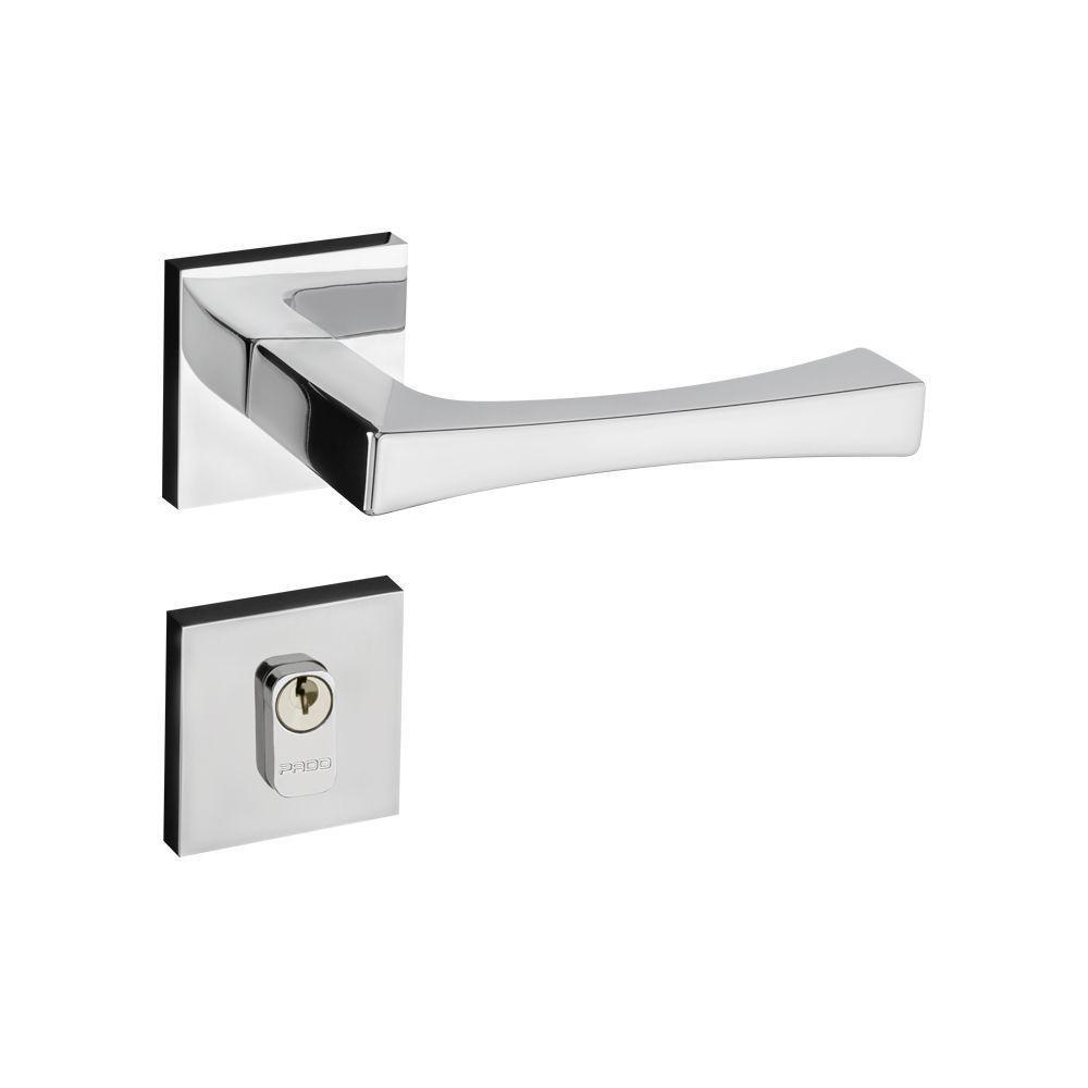 Fechadura Vivaldi Cromada Roseta Quadrada 40mm Pado Externa - 1