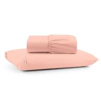 Jogo Cama Lençol Bali Solteiro Percal 180 Fios 100% Algodão Ponto Palito 2 Peças - Salmão - 1
