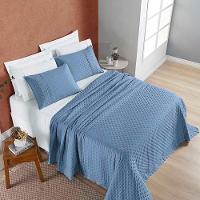 Kit Cobre Leito Colcha Nobre Queen 3 Peças Micropercal 200 Fios Matelado - Azul Serenity - 5