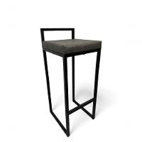 Banqueta Quadro Com Encosto Estofada Metalon Preto Cinza - 75cm - 1