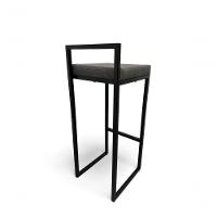 Banqueta Quadro Com Encosto Estofada Metalon Preto Cinza - 75cm - 2