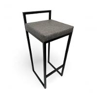 Banqueta Quadro Com Encosto Estofada Metalon Preto Cinza - 75cm - 3
