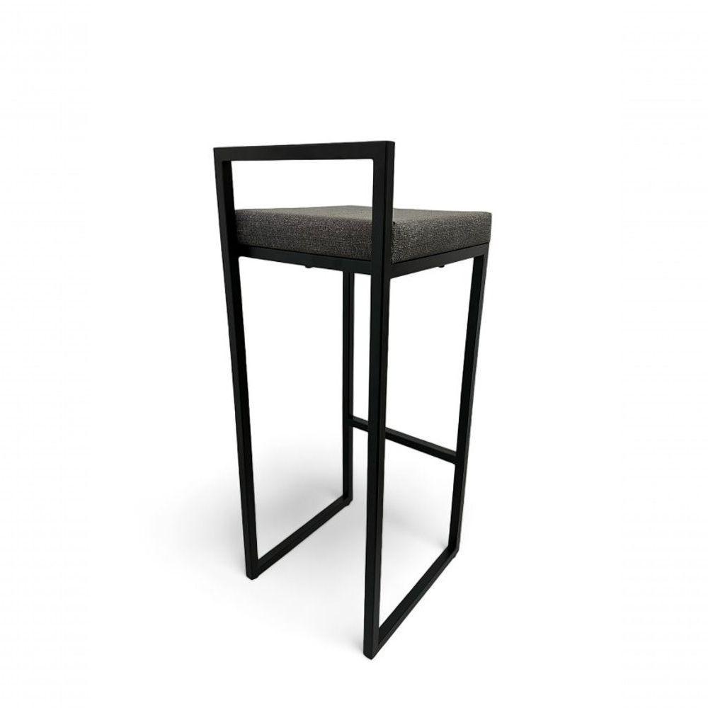 Banqueta Quadro Com Encosto Estofada Metalon Preto Cinza - 65cm - 2