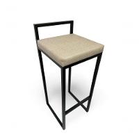 Banqueta Quadro Com Encosto Estofada Metalon Preto Bege - 75cm - 3