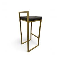 Banqueta Quadro Com Encosto Estofada Metalon Dourado Cinza - 65cm - 3